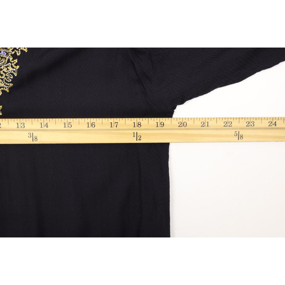 Free People Women's Black Drop Waist Embroidered Mini Dress Bohemian Sz S - Picture 4 of 9